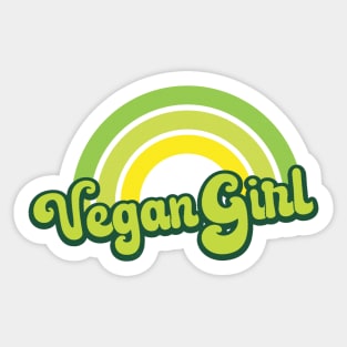 Vegan Girl Retro Rainbow Green Sticker